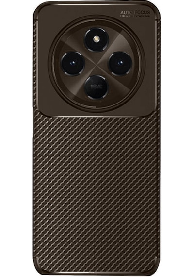 Tecno Spark 30 Kılıf Focus Carbon Silikon Kapak Kahverengi