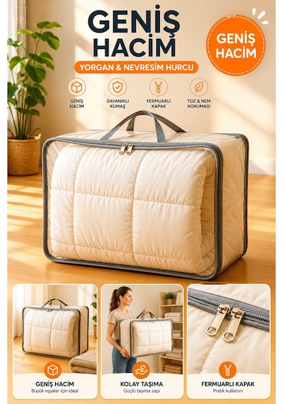 5'li Set Mor Şeffaf Kapaklı Hurç 28x32x15 Cm Orta Boy Dolap İçi Kıyafet Ve Havlu Düzenleyici Ekru