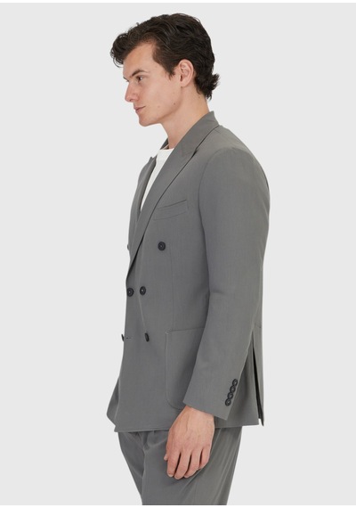 Ramsey Gri Düz Zeroweight Slim Fit Takım Elbise