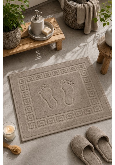 Ayak İzli Banyo Ayak Havlusu 50x70 Cm Yumuşak Emici Desenli Havlu Paspas