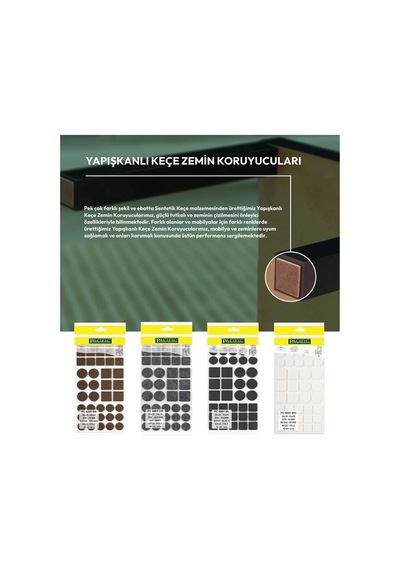 Cateksss Pacific Yuvarlak Yapışkanlı Sandalye Koltuk Mobilya Ayak Keçesi Felt 50 Mm Kahve - 22 Li Paket Kahverengi
