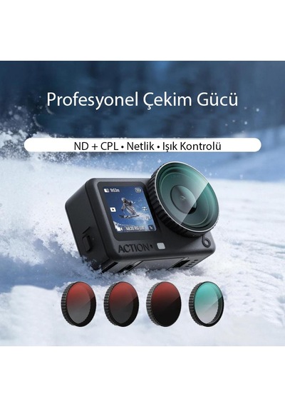Teknoroket DJI Osmo Action 6 Uyumlu 4'lü Lens Filtre Seti (CPL + ND8 + ND16 + ND32)