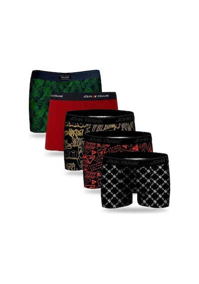 John Frank Logolu Pamuklu 5'li Paket Boxer Erkek Boxer Jfbs5 Yeşil-kırmızı-ssarı-sturuncu-sbeyaz Yeşil-kırmızı-ssarı-sturuncu-s