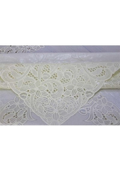 120x150 Hazır Dantel Görünümlü Silinebilir Pvc Muşamba Masa Örtüsü Manolya 001