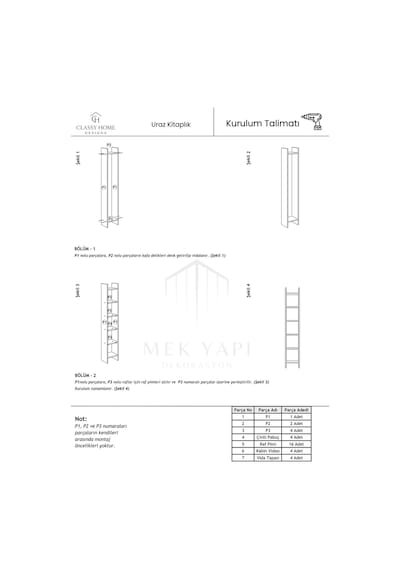Classy 106uraz 5 Raflı Kitaplık Beyaz