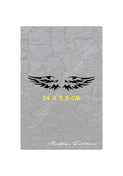 Melek Kanat Sticker Folyo - Siyah - 24 X 5.5 Cm