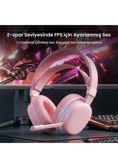 Aula G7 Tri Mode Bluetooth 5.4 Gaming Mikrofonlu Kulak Üstü Oyuncu Kulaklığı