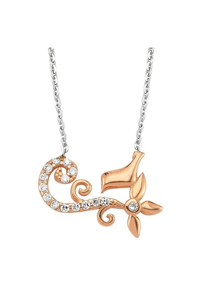 Rose Gümüş Kuş ve Çiçek Kolye G882Kl Altınsepeti