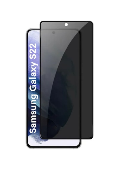 Samsung Galaxy S22 Uyumlu Tam Kaplayan Hayalet Cam Siyah Karartma Ekran Koruyucu Cam Anti-static