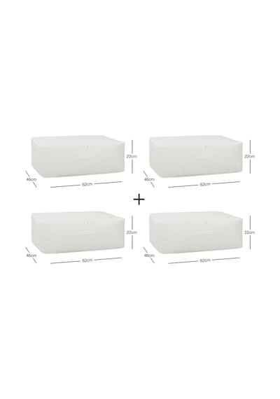 Home Wave 4'lü Büyük Boy Gri Pötikare Baza Altı Hurç Set 62 x 46 x 22 cm