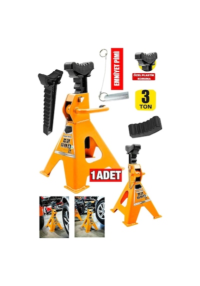 Stilmax Kaymaz Başlıklı Plastik Korumalı 3 Ton Kriko Standı 1 Ad