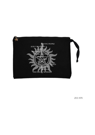 Zepplin Giyim Super Natural Saving People Siyah Clutch Astarlı Cüzdan