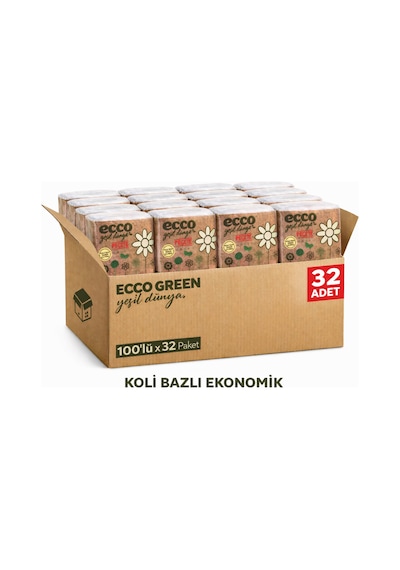 Ecco Green Yeşil Dünya Peçete 100 Lü 32 Paket Koli Ekonomik Toplu Satış