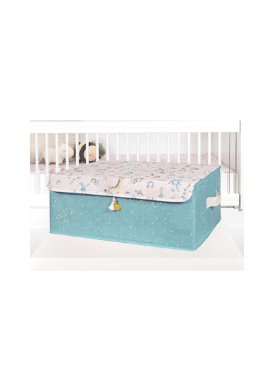 Morbebe Baby Kapaklı Çamaşır Saklama Düzenleme Baza Kutu 50X38X19 (Mavi)