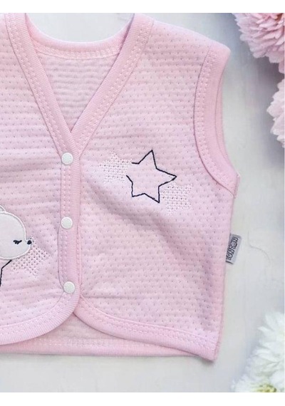 Cantoy Kız Bebek Mevsimlik Yıldız İşlemeli Yelek-15072 Pembe