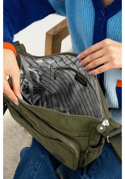 Baginn Klinkır Kadın Postacı Çanta Çok Cepli 30 20 Cm Su İtici Kumaş Bayan Çapraz Askılı Omuz Çantası Yeşil