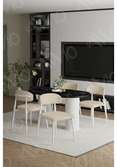 Avvio Lyon Beyaz Bohem Ayak Polo Sandalye 80x140 Mutfak Masa Sandalye Takımı Siyah Mermer Avvio Lyon Beyaz Bohem Ayak Polo Sandalye 80x140 Mutfak Masa Sandalye Takımı Siyah Mermer