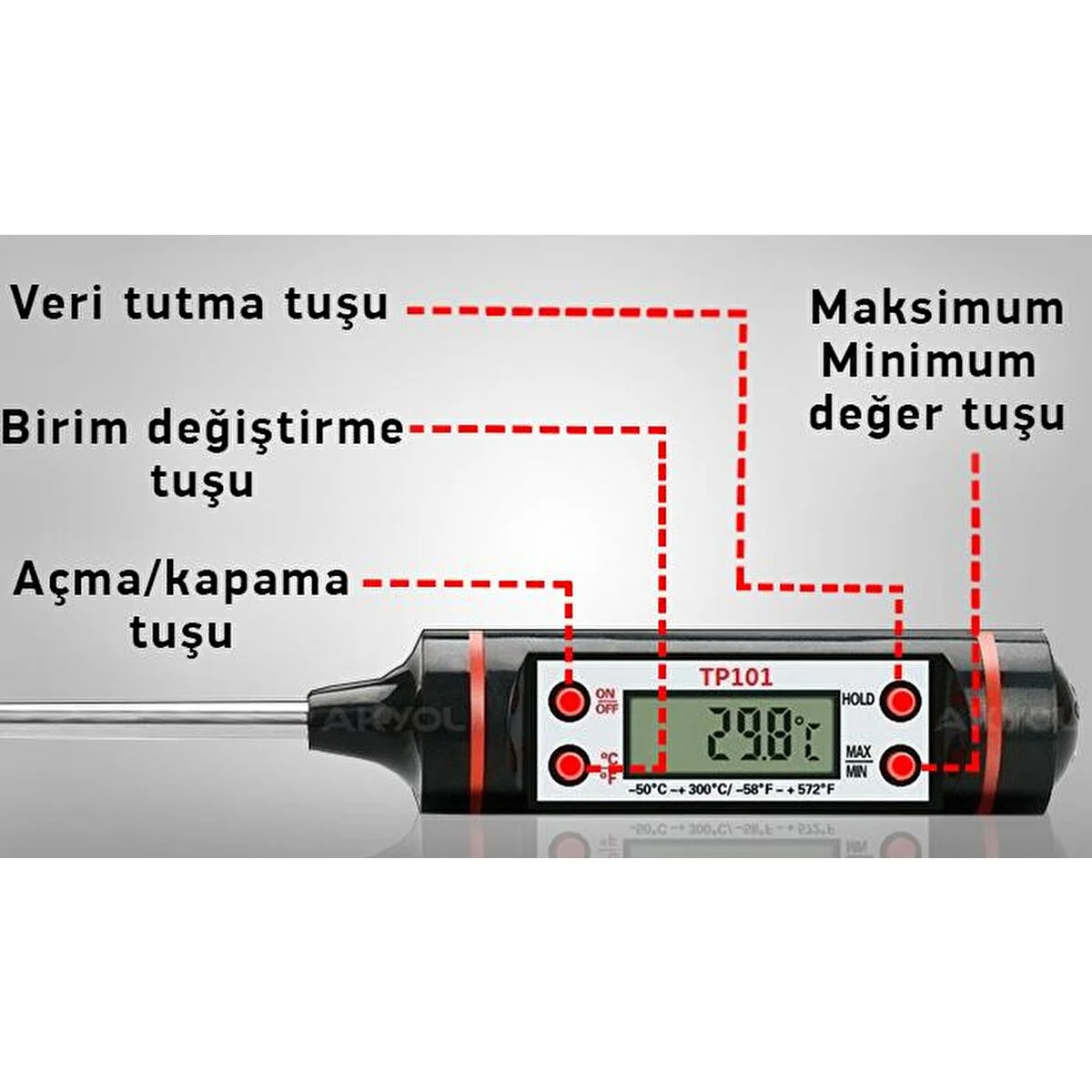 Tp 101 Sıvı Termometresi Dijital Gıda Termometresi