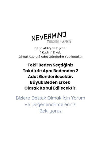 Nevermind Hanımcı/beyci Spor Baskılı İkili Oversize Sevgili Tshirt Eş Kombi Beyaz