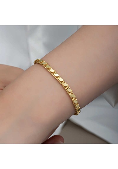 Gümüş Gold Pullu Zincir Kadın Bileklik Gold