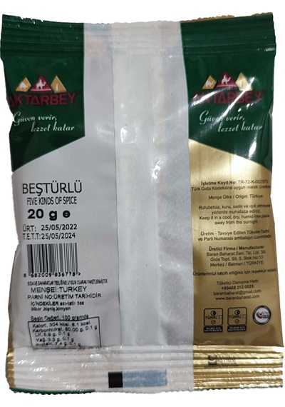 Aktarbey Beş Türlü Baharat Kutu 30 x 20 G