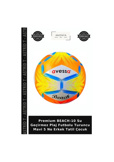 Premium Beach-10 Su Geçirmez Plaj Futbolu Turuncu Mavi 5 No Erkek Tatil Çocuk Turuncu - Mavi