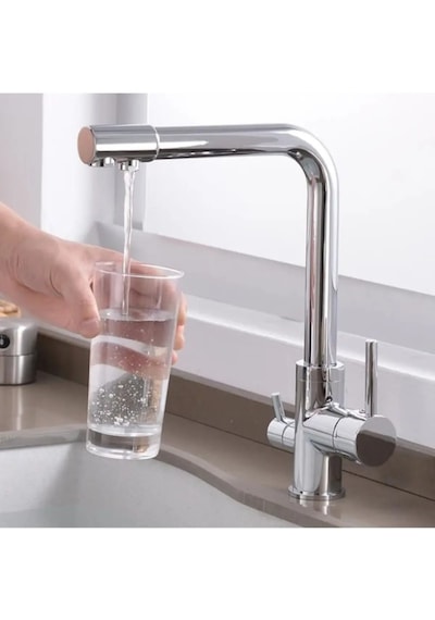 Eshomes Arıtma Çıkışlı 3 Yollu Musluk Mutfak Eviye Bataryası Krom