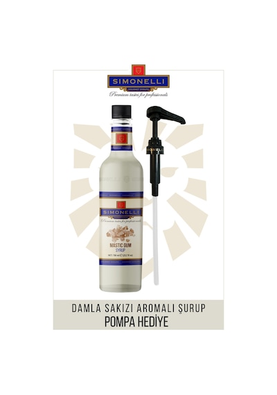 Simonelli Kahve ve Kokteyl Şurubu Damla Sakızı Aromalı 700 ML + Pompa