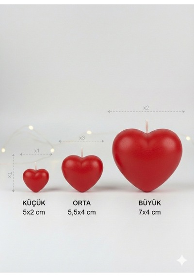 Küçük Kalp Mum Dekoratif Romantik Kalp Desenli Kırmızı Beyaz Mum Çok Renkli