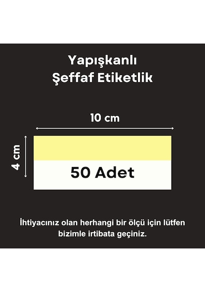 50 Ad Pvc Etiketlik Yapışkanlı 10x4 Cm Raf Etiket Cebi Yapışkanlı