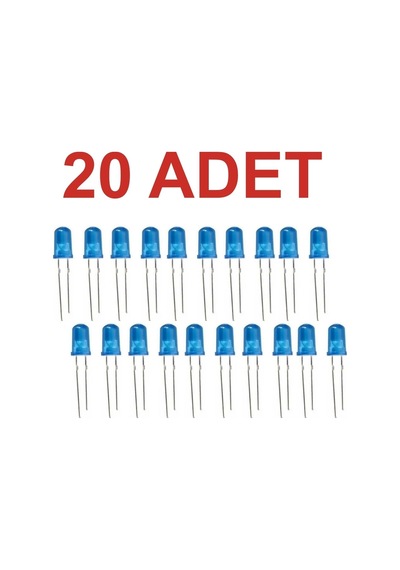 20 Adet 5mm Mavi Led Rodevino