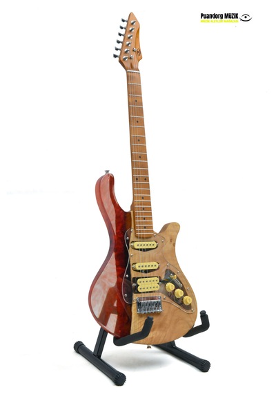 Elektro Gitar Custom Epoksi & Yıllanmış Ağaç Kişiye Özel Kırmızı