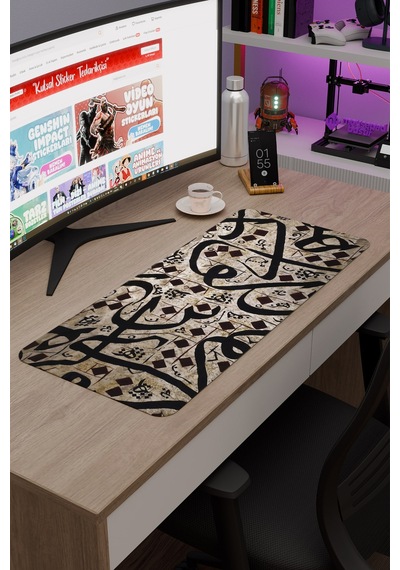 Kaligrafi Kaymaz Dikişli Kauçuk Oyuncu Mousepad V4 - 70x30 Xl Gaming Mouse Pad Fare Altlığı