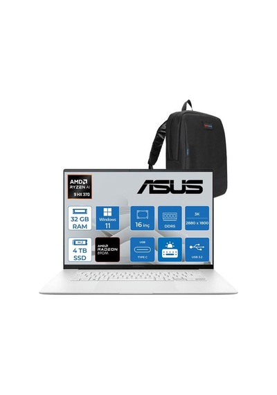 Asus ZenBook S16 UM5606WA-RK219WP04 Ryzen AI 9 HX 370 32 GB 4 TB SSD 16" W11P Dizüstü Bilgisayar + Çanta