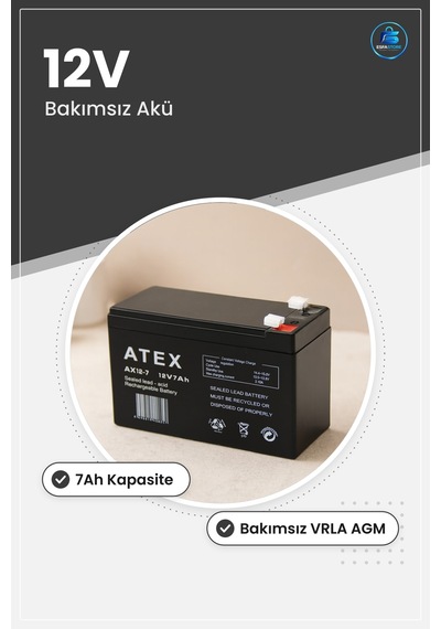 Kuru Akü 12v 7ah Vrla Agm Kalın Tip Kurşun Asit Ups Scooter Alarm