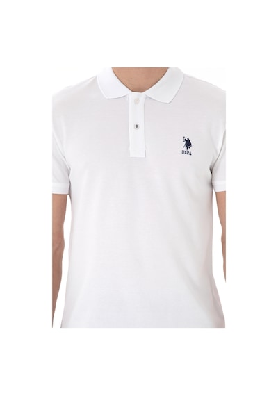 U.S. Polo Assn. Erkek Slim Fit Polo Yaka Beyaz Basic Tişört 50298041-VR013