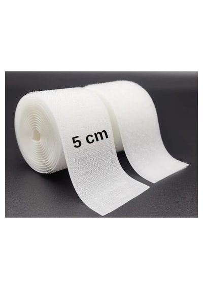 Çift Taraflı Cırt Cırtlı Bant En: 5 Cm X Uz: 1 Metre Güçlü Ve Dayanıklı Amerikan Fermuarı Beyaz