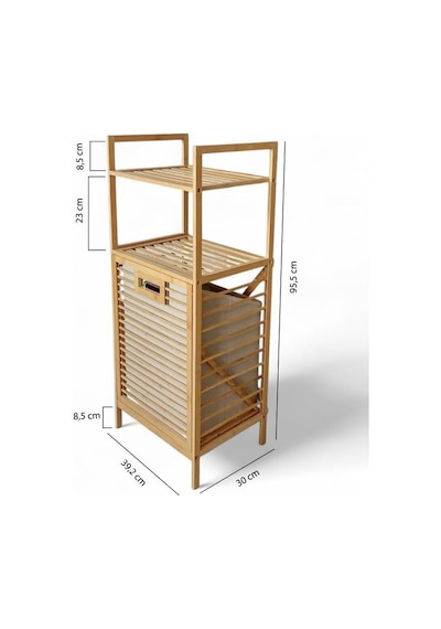 Digithome Bambu Eco-lıte Basıc Kirli Sepetli 2 Raflı Banyo Düzenleyici Çamaşır Sepeti Db-0031 Diğer