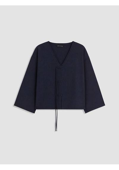 Lcw Modest Lacivert Süslü Düğmeli Oversize Kadın Kimono
