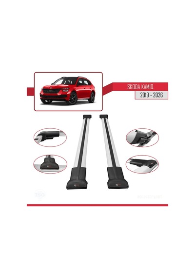 Accessorypart Skoda Kamiq 2019 Ve Sonrası İle Uyumlu Fly Model Ara Atkı Tavan Barı Gri