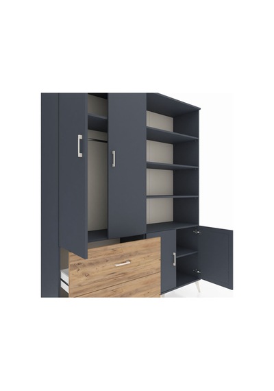 Hyperion Gardrop 7 Raflı 2 Çekmeceli Tek Askılı 176x44x221 Antrasit-antrasit/çam Antrasit/çam Hyperion Gardrop 7 Raflı 2 Çekmeceli Tek Askılı 176x44x221 Antrasit-antrasit/çam Antrasit/çam