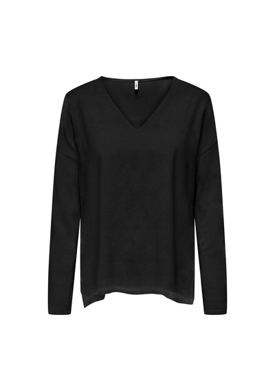 Only Onlamalıo Lıfe Ls V-neck Knt Kadın Black Kazak - 15340735 Black