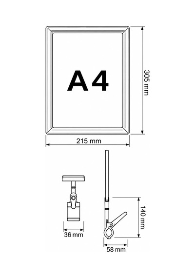 A4 Mandallı Etiketlik - Sepet, Stand, Çerçeveli Etiket Mavi-5 Adet
