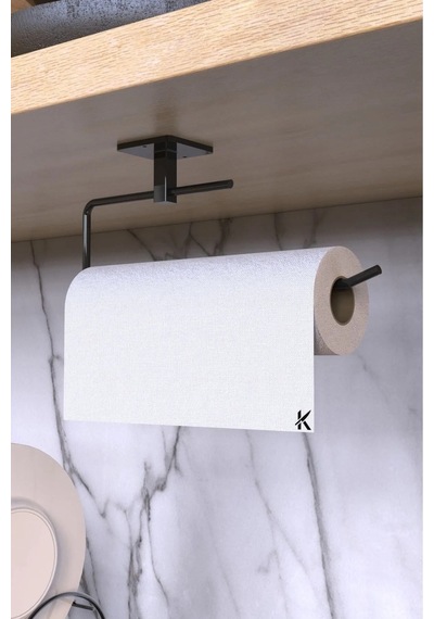 Yapışkanlı Wc Kağıtlık Rulo Havluluk Banyo Mutfak Set 2 Li Siyah Diğer