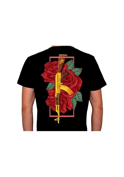 Ak-47 Kalaşnikof Keleş Rose Gül Tişört Unisex T-shirt 001