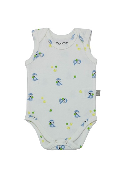 Uygunbebe Boumini Kolsuz Bebek Çıtçıtlı Askılı Body Mavi Tembel Zarf Yaka 0-36 Ay