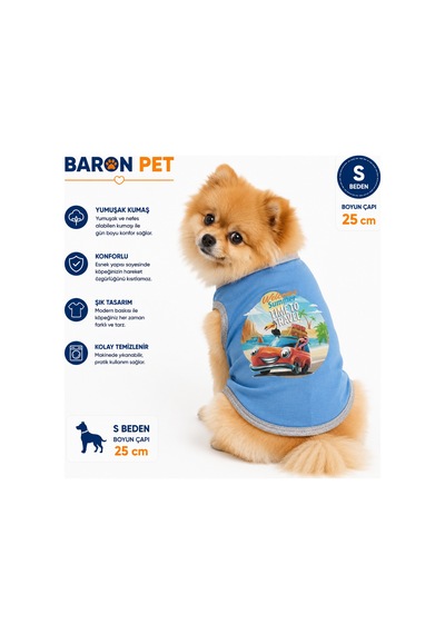 Köpek Tişörtü S Beden Boyun Çapı 25 Cm Time To Travel Baskılı Kolsuz Atlet - Mavi Köpek Tişörtü S Beden Boyun Çapı 25 Cm Time To Travel Baskılı Kolsuz Atlet - Mavi