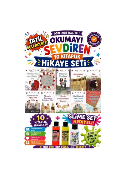 4.sınıf Öğretmen Tavsiyeli Okumayı Sevdiren 64 Sayfa 10 Kitaplık Hikaye Seti-6 Slime Set Hediyeli