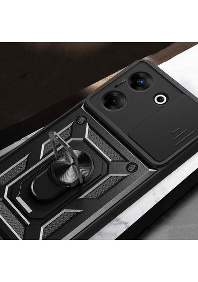 Tecno Camon 20 Pro 5g İle Uyumlu Kılıf Magnetik Standlı Kamera Korumalı Sürgülü Kapak