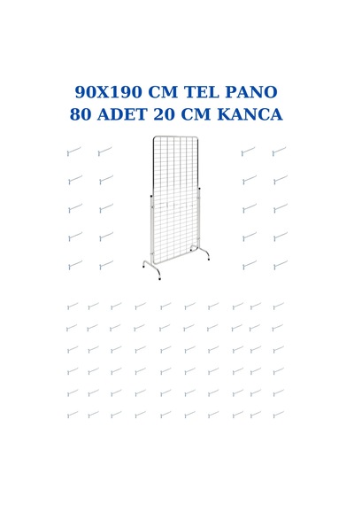 Tel Pano Standı 90x190 Cm Krom 80 Adet Kanca Bijuteri Standı Çorap Standı Telefon Standı
